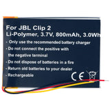 Akku passend für JBL Clip 2 Li-Polymer Akku GSP383555 3,7V, 800mAh, 3,0Wh, eingebaut