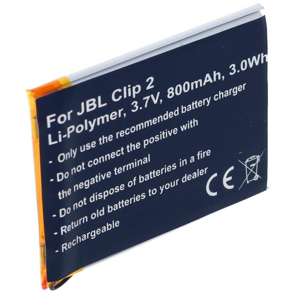 Akku passend für JBL Clip 2 Li-Polymer Akku GSP383555 3,7V, 800mAh, 3,0Wh, eingebaut