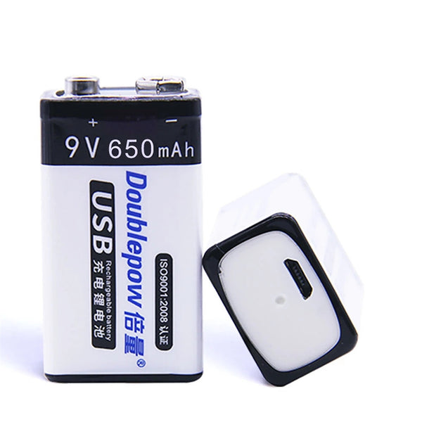 USB wiederaufladbarer 9v 650mAh Lithium-Ionen-Akku 6F2 2 Lithium-Ionen-Akku für Spielzeug-Fernbedienung KTV-Multimeter-Mikrofon