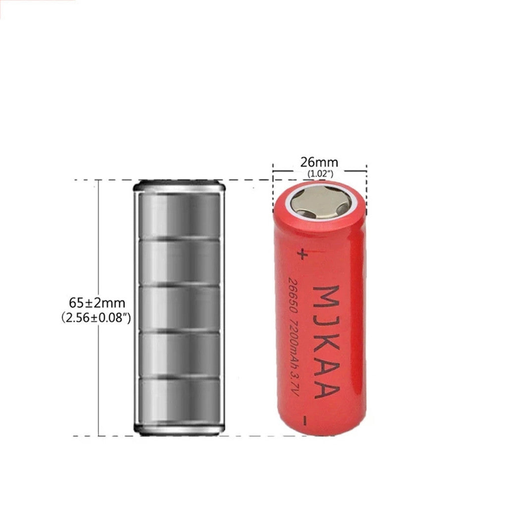 4PCS 26650 Batterie mit großer Kapazität 7200mAh 3,7V 26650 Lithium-Ionen-Akku geeignet für Taschenlampe nagelneu