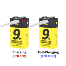 9V USB Akku Lithium 6f22 9V Lithium Ionen Akku für Multimeter, Rauchmelder, Metalldetektor und andere Batterien