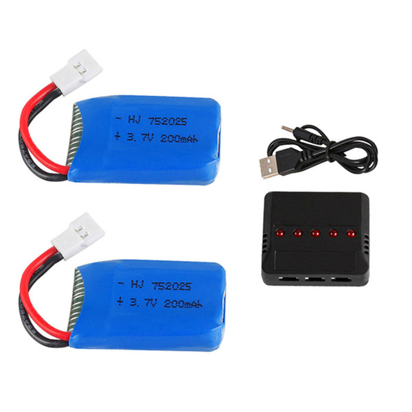 2pcs 3,7V 200mAh LiPo Batterie Fernbedienung Drohnenbatterie passend für Syma X4 X11 X13 Quadcopter Teile 752025