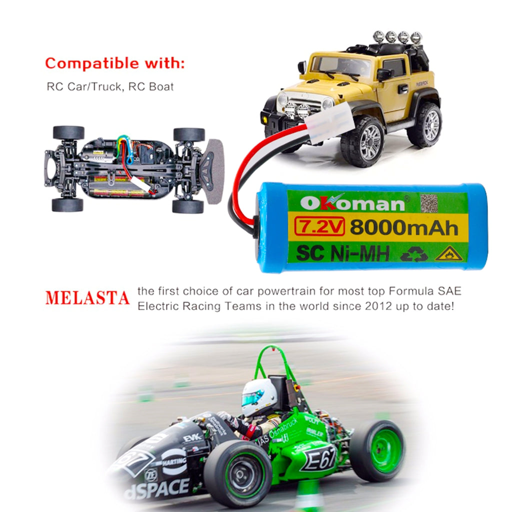 7.2V 3800mAh NiMH Akku für RC-Spielzeug mit Tamiya Entladestecker für RC-Rennwagen, Boote und Flugzeuge