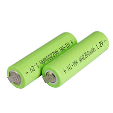 2pcs 1.2 V AA akku 2200mah nimh zelle Grün shell mit schweißen tabs für elektrische rasierer zahnbürste