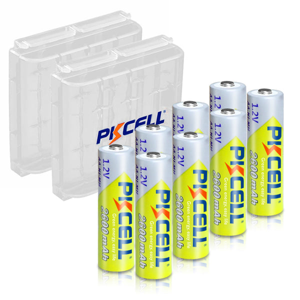 8 stücke PKCELL NIMH AA 2600Mah 1,2 V 2A Ni-Mh Wiederaufladbar Batterie + 2 stücke Boxen