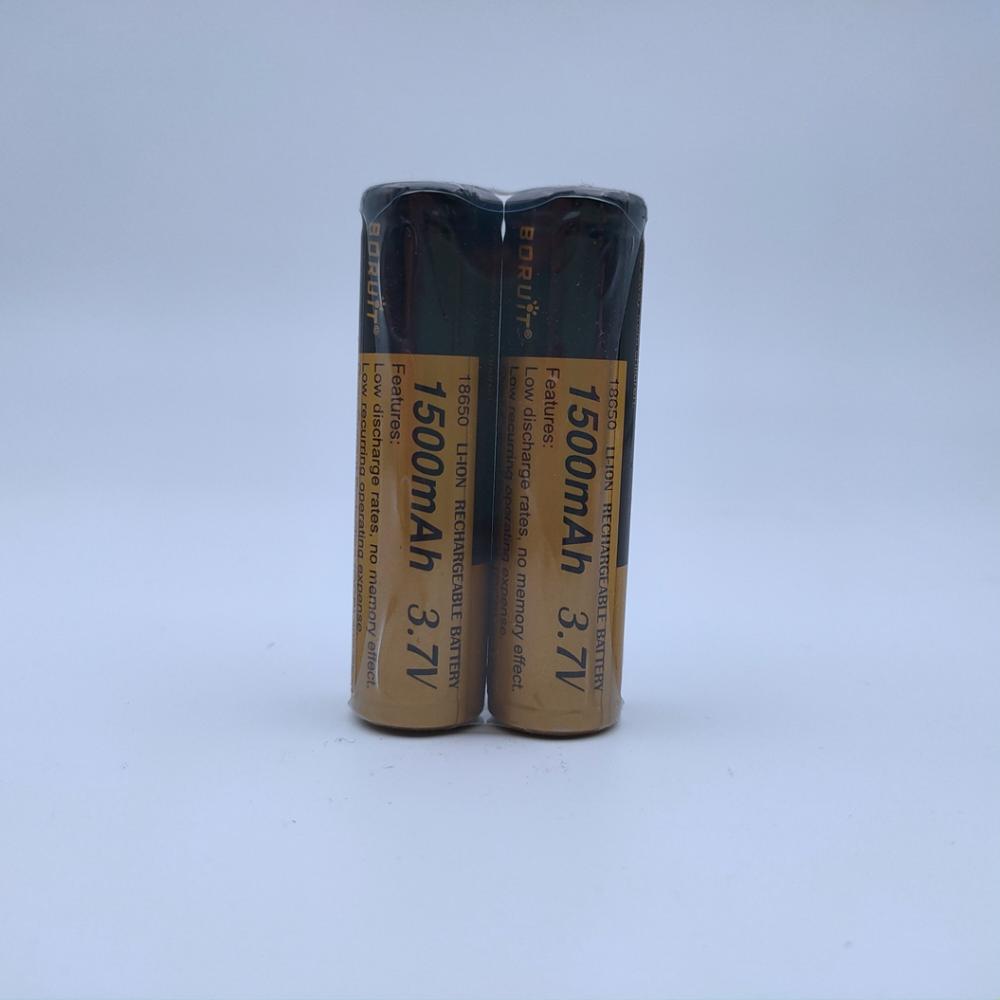 2 Stück BORUiT 3.7V 1500mah 18650 Lithium-Batterie für Stirnlampe Taschenlampe mit PCB